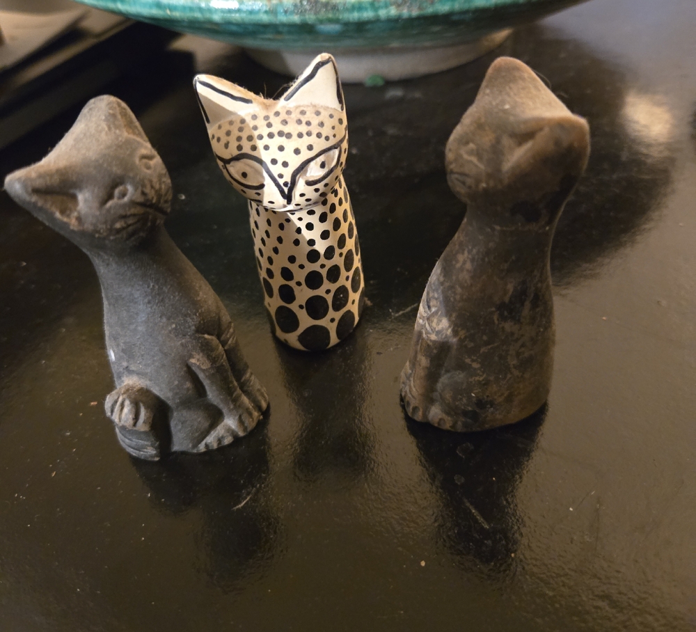 Set of Three Cat Figurines